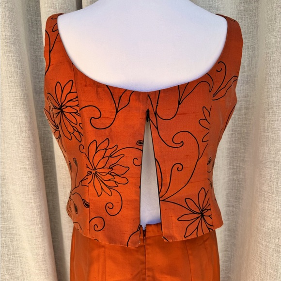 LUCA LUCA by Luca Orlandi orange top and skirt silk taffeta set - Picture 3 of 12